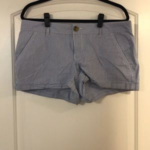 blue & white striped shorts